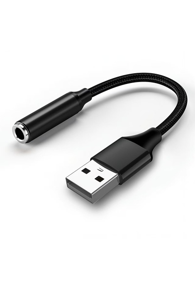 Choice1 كابل محول صوت USB إلى 3.5 ملم أسود اللون، بطاقة صوت خارجية للحاسوب ال...