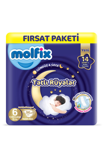 Molfix Tatlı Rüyalar Fırsat Paketi 6 Beden Extra Large 96 Adet