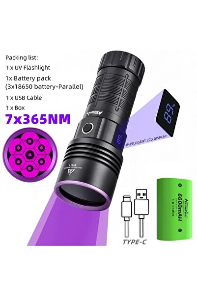 Choice مصباح يدوي أسود عالي الطاقة بالأشعة فوق البنفسجية SV117-365nm بقوة 140...