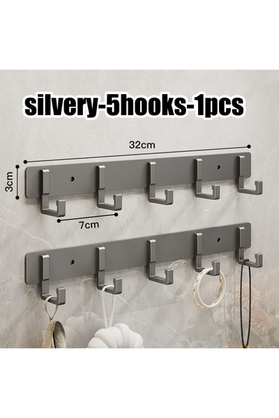 Choice7 sliver-5hook Kitchen Space Aluminum Punch-Free Hooks Are Easy to Inst...