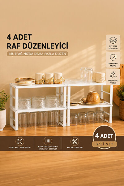 Porsima Org-02 4-Shelf Organizer, Cabinet Organizer, Plate and Cup Rack, Shel...