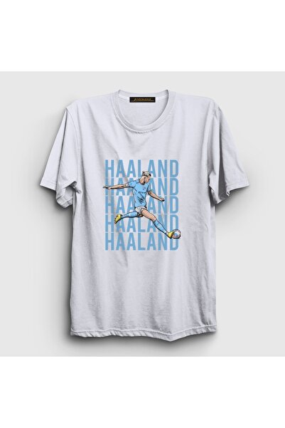 Presmono Unisex White Pop Art Erling Haaland Football T-Shirt 615676Tt