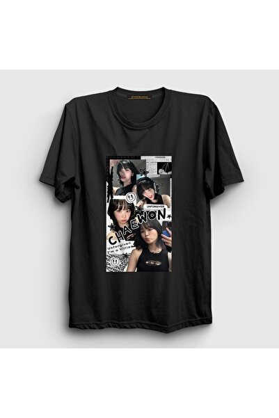Presmono Unisex Black Kim Chaewon Unforgiven K-Pop Le Sserafim T-Shirt 612639Tt