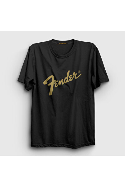 Presmono Unisex Black Logo Fender Guitar Guitarist T-Shirt 442500Tt