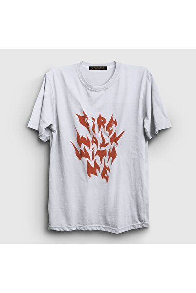 Presmono Unisex White Fire Walk with Me Twin Peaks T-Shirt 490063Tt