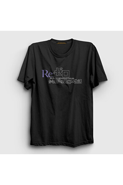 Presmono Unisex Black Logo Anime Re Zero T-Shirt 543650Tt