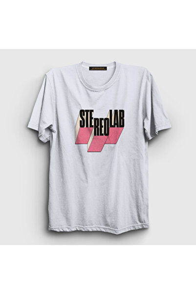 Presmono Unisex Λευκό λογότυπο Stereolab T-Shirt 573263tt