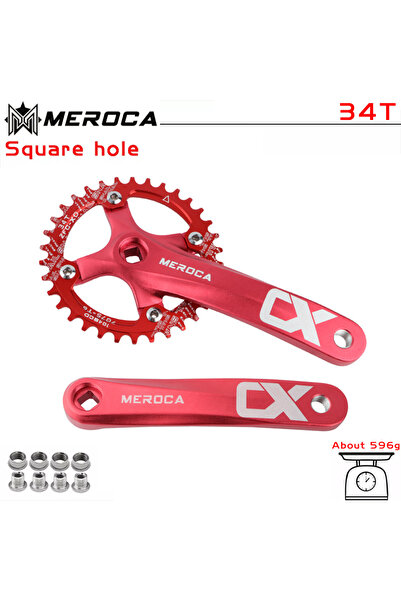 Choice 170mm Red CX 34T MEROCA CX Square Hole Bicycle Crankset 104BCD Aluminu...