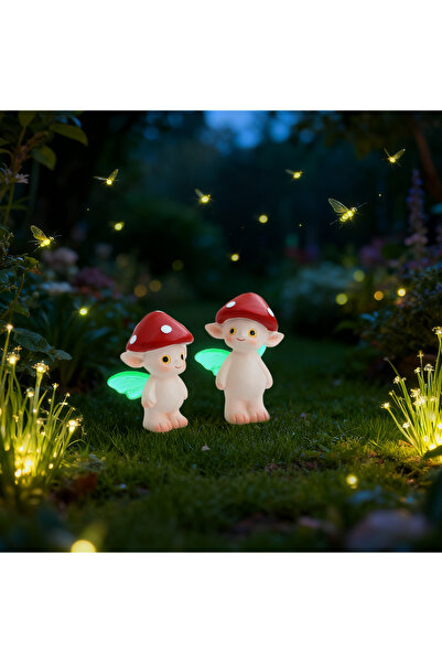 Choice Multi-Colored 2 Colorful Mushroom Sprites, Fluorescent Wings, Garden B...
