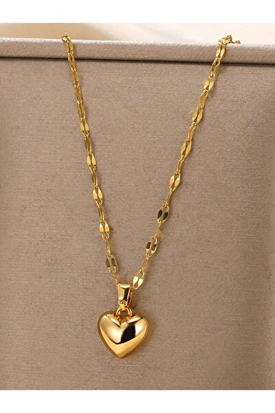 Choice 40cm golden Stainless Steel Love Heart Necklace For Women New Trendy L...