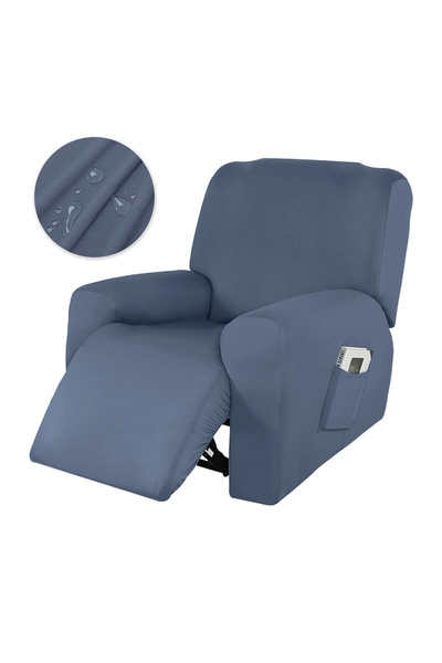 Choice 1 Seater Greyblue Waterproof Recliner Sofa Cover Non-slip Milk Silk So...