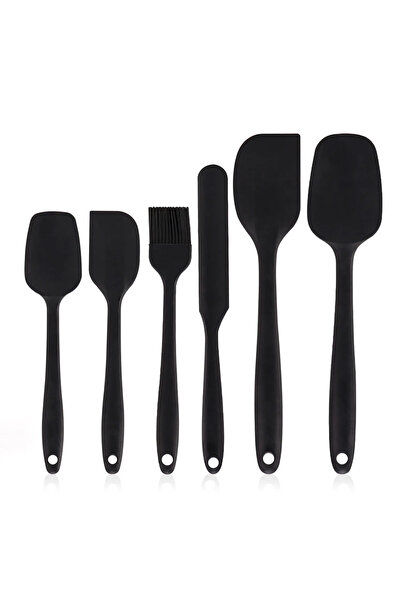 Choice black 6 Pieces Silicone Spatula Set Food Grade Non Stick Heat Resistan...