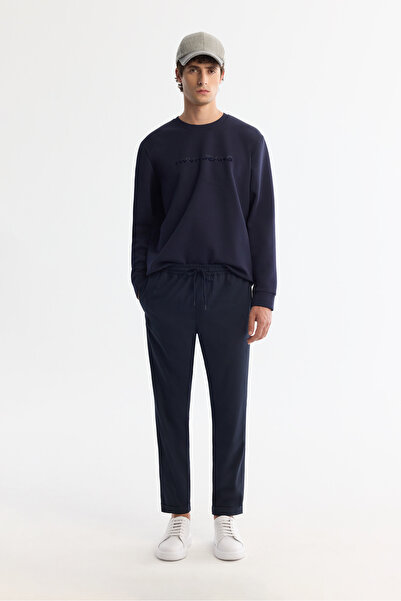 Avva Men's Navy Blue Side Pocket Elastic Waist Lace up Double Leg Jogger Pant...