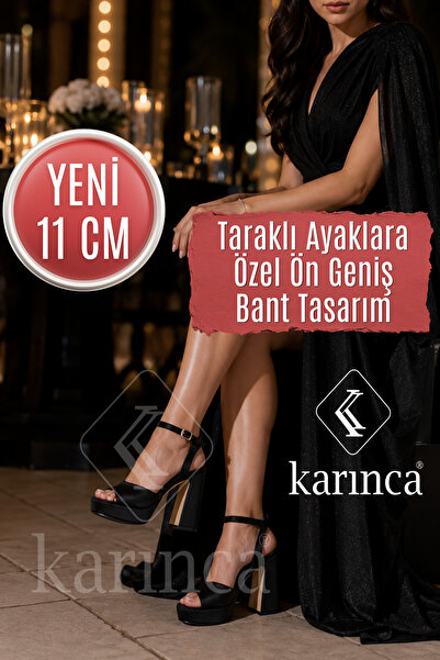 Karınca Rahat Abiye Ayakkabı, Taraklı Ayak İçin Abiye Ayakkabı, Siyah Saten K...