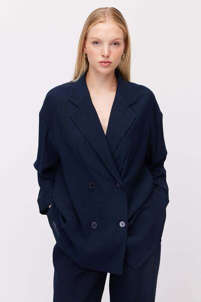 PAULMARK Women's Double-Breasted Textured Blazer Jacket