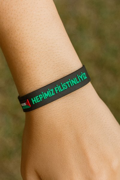 Herşey Nota Black Unisex Bracelet with the Inscription “We Are All Palestinia...