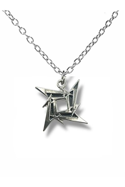 Herşey Nota Metallica Ninja Star Silver Color Unisex Necklace – Rock and Meta...
