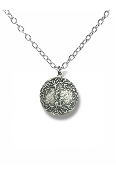Herşey Nota Mother and Child Figured Tree of Life Necklace – Silver Color Uni...