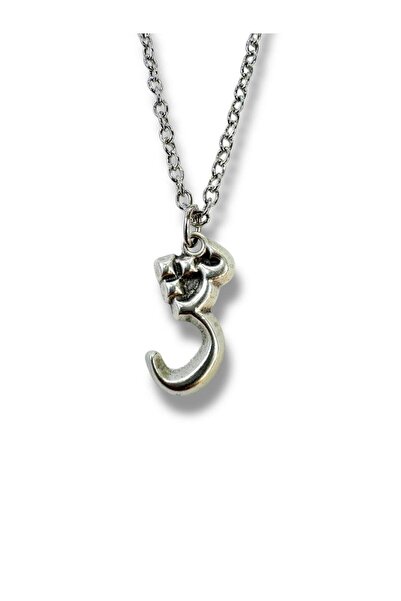 Herşey Nota Arabic Shin (ش) Letter Necklace – 60 cm Zamak Plated Meaningful W...
