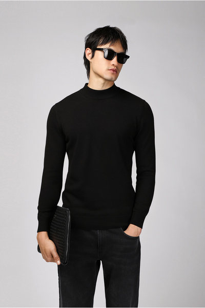 Kiğılı Pulover din tricot din bumbac cu jumătate de gât țesut regular