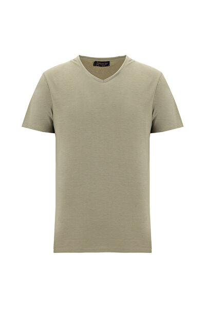 Abdullah Kiğılı V-Neck Slim Fit Single Jersey Lycra T-Shirt