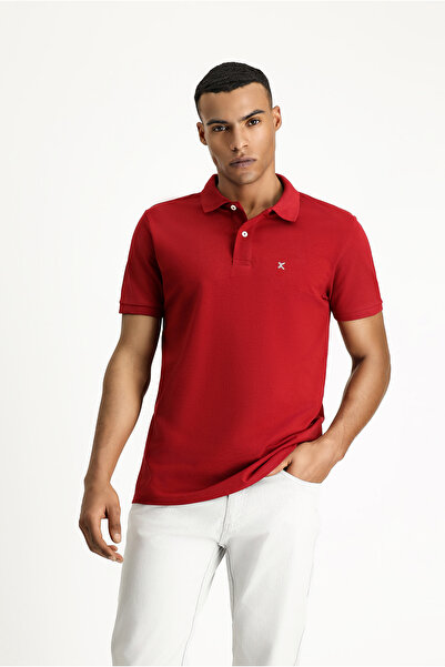 Kiğılı Polo Neck Slim Fit Slim Fit Embroidered Cotton T-Shirt