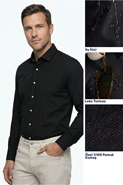 Kiğılı Uzun Kol Slim Fit Dar Kesim Klasik Nano Care Su İtici Leke Tutmaz 4 Me...