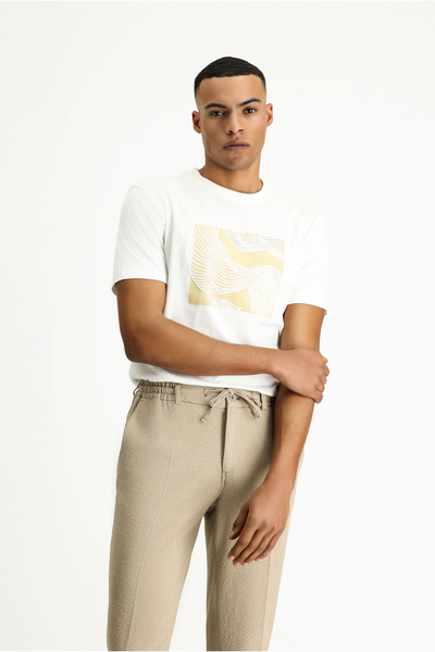 Kiğılı Tricou din bumbac cu decolteu slim cu imprimeu