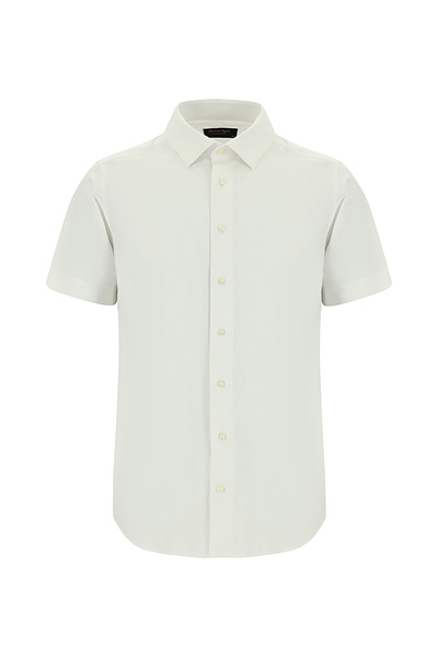 Kiğılı Short Sleeve Slim Fit Patterned Cotton Shirt