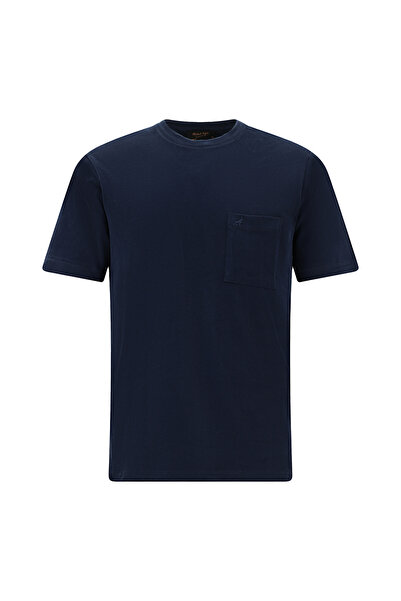 Kiğılı Tricou din bumbac brodat, cu guler rotund, croială normală