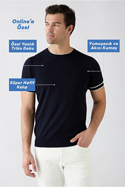 Kiğılı Crew Neck Regular Fit Ribbed Detailed Knitted T-Shirt