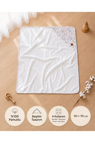 Tomuycuk 100% Cotton Baby Girl Blanket with Hood, Single Layer Seasonal Strol...
