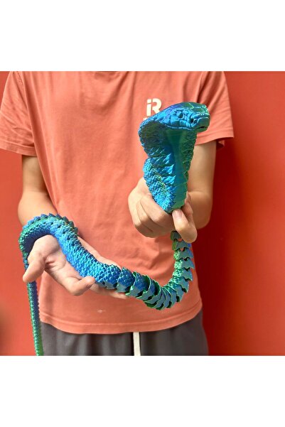 Choice12 90cm 35.43in Blue and Green 3D Printed Cobra Statue, Flexible 3D Pri...