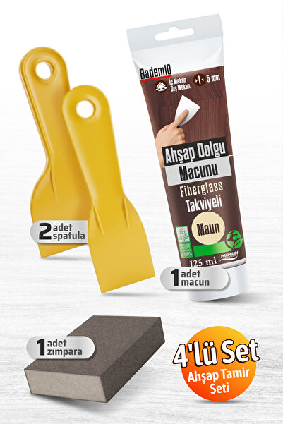 Badem10 Pratik (4'LÜ) Ahşap Tamir Seti Maun Renk 125 ml Tamir Macunu + 2 Adet...