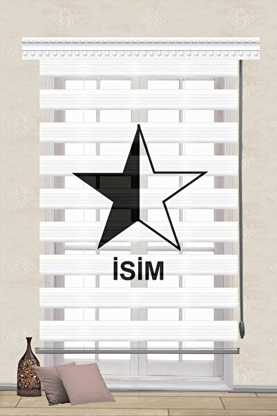 serir home SİYAH BEYAZ YILDIZ BASKILI İSME ÖZEL GENÇ ODASI Taraftar Baskılı P...