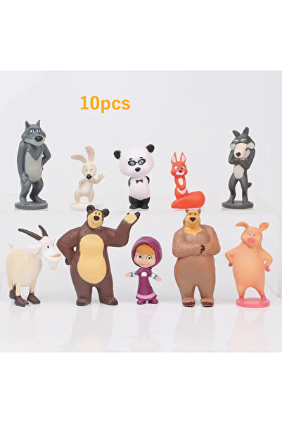 Choice Bandai 1 10pcs/set Masha Figure Toys Doll Masse Bear for Kids*