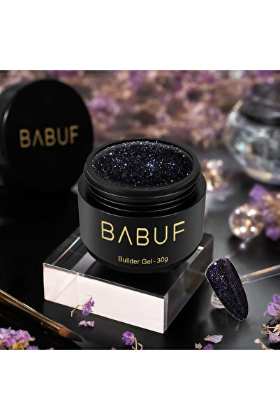 BABUF Gel de construcție autonivelant Black Stardust BGG8, cu sclipici, 30g