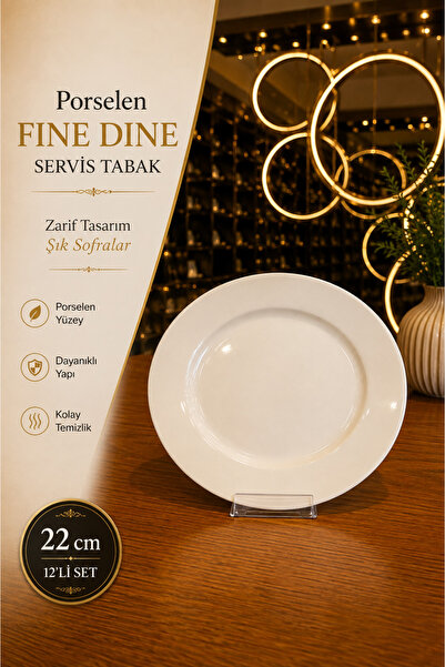 Paşabahçe Porcelain Fine Dine 22cm 12-Piece Serving Plate