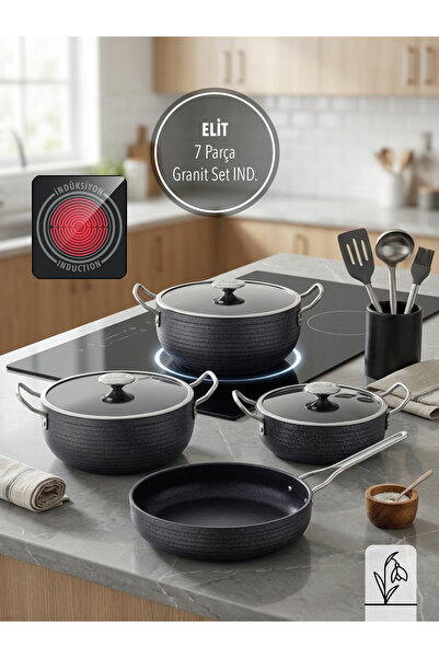 FMS ELİT 7 PARÇA GRANİT TENCERE SETİ | İNDÜKSİYON UYUMLU | 4 MM KALIN TABAN |...