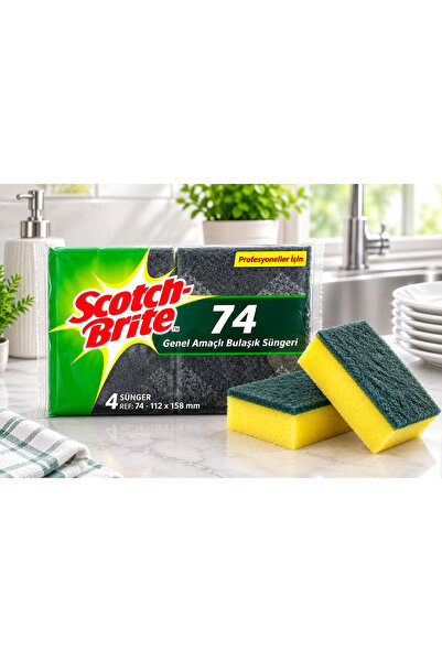 Scotch Brite 3M Scotch Brite SB74 Endüstriyel Bulaşık Süngeri 4'lü 4 Paket (Y...