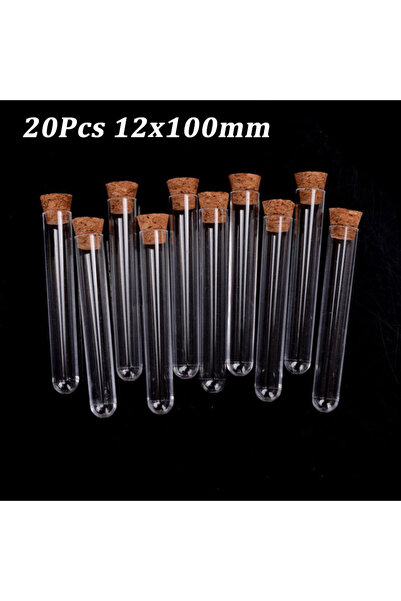Choice Red 20Pcs 12x100mm Transparent Laboratory Clear Plastic Test Tubes Wit...