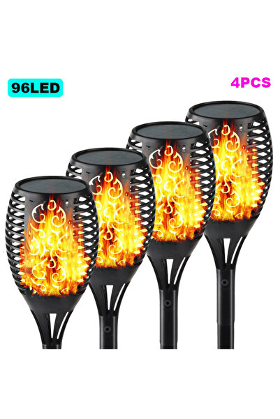 Choice 96LED 4PCS 12/33/96 LED Solar Torch Light Lawn Garden Plug in Light Ou...
