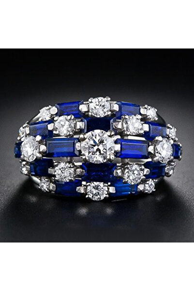Choice 9 F1540 Huitan New Trendy Women Ring with Blue/White CZ Full Bling Ice...