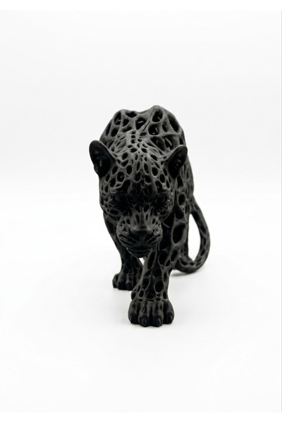Noor Ajur Desenli Leopar Heykeli, 3D Baskı Panter Figürü, Geometrik Leopar Ma...