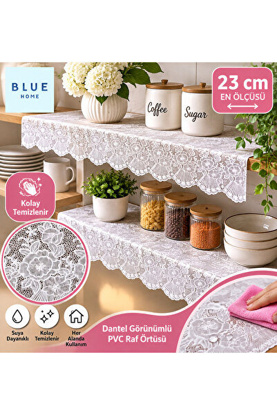 Blue Home 23 cm x 5 mt PVC alb dantela Terek - capac dulap și sertar