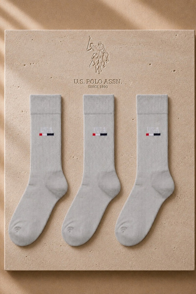 U.S. Polo Assn. 3-Pack Men's Light Gray Soft Textured Cotton Socks
