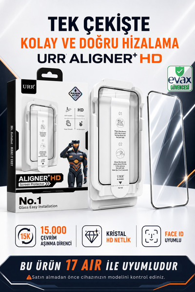 Evax [URR] iPhone 17 Air Uyumlu Aligner+ HD Otomatik Uygulama Sistemli, İnce ...