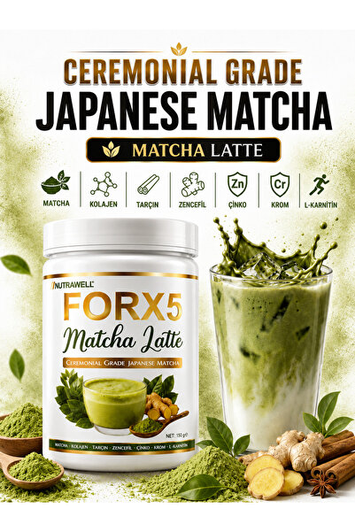 FORX5 Kolajen Matcha Latte - Lkarnitin Çinko Krom Zerdeçallı Ceremonial Grade...