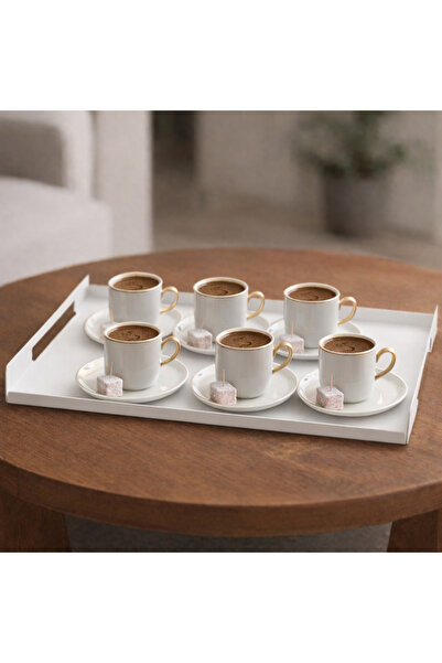 Decopin SERVİS TEPSİSİ , ÇAY - KAHVE TEPSİSİ 26X42 CM BEYAZ