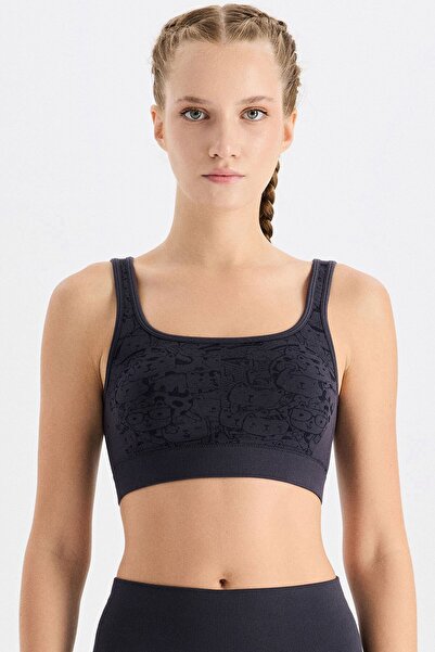 COMEUP Σουτιέν αθλητικού τύπου με σχέδιο γάτας, καπνιστό γκρι